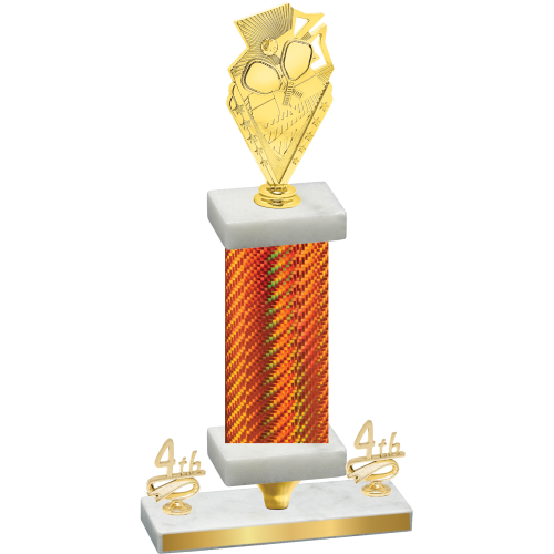 Premium Single Orange Carbon Fiber Fourth Place Pickleball Trophy