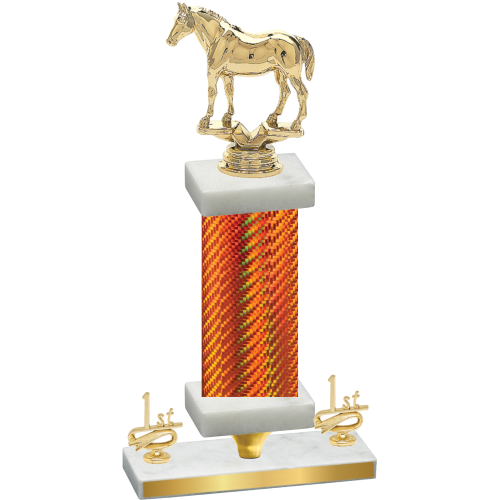 Premium Single Orange Carbon Fiber First Place Horses Trophy