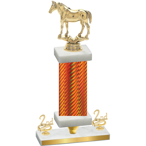 Premium Single Orange Carbon Fiber Second Place Horses Trophy