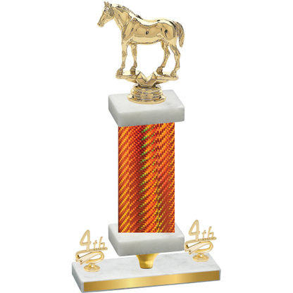 Premium Single Orange Carbon Fiber Fourth Place Horses Trophy