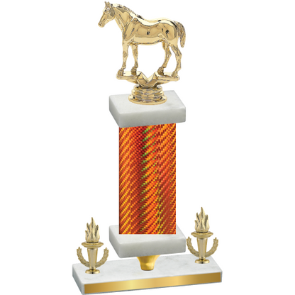 Premium Single Orange Carbon Fiber Victory Horses Trophy