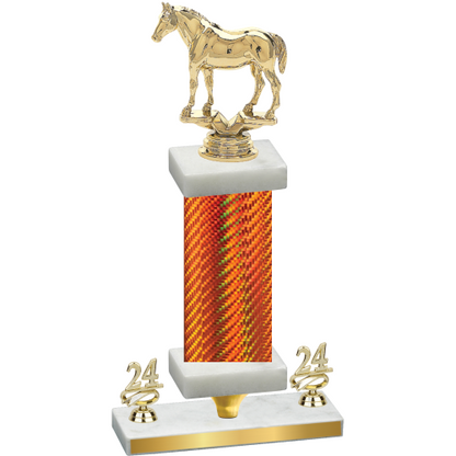 Premium Single Orange Carbon Fiber Year Horses Trophy