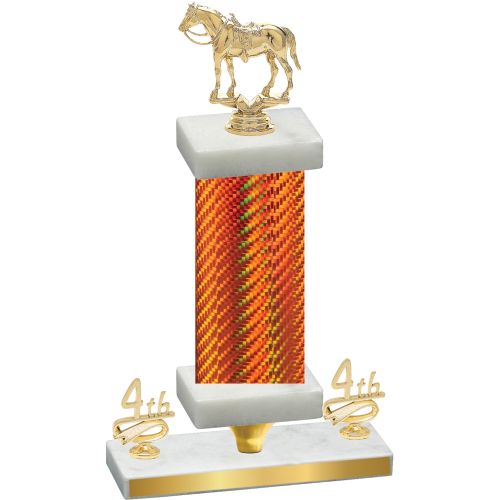 Premium Single Orange Carbon Fiber Fourth Place Horses Trophy