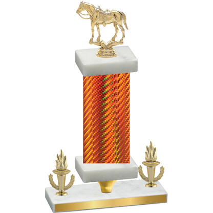 Premium Single Orange Carbon Fiber Victory Horses Trophy