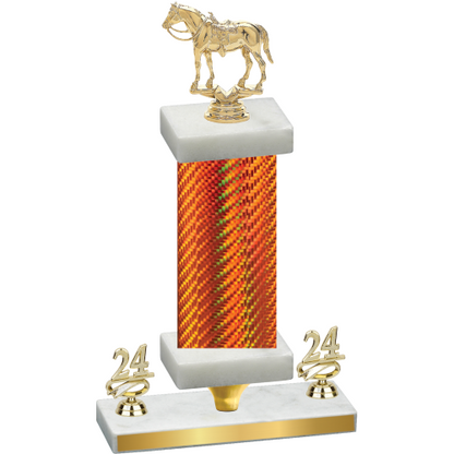 Premium Single Orange Carbon Fiber Year Horses Trophy