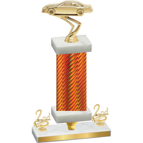 Premium Single Orange Carbon Fiber Second Place Cars Trophy