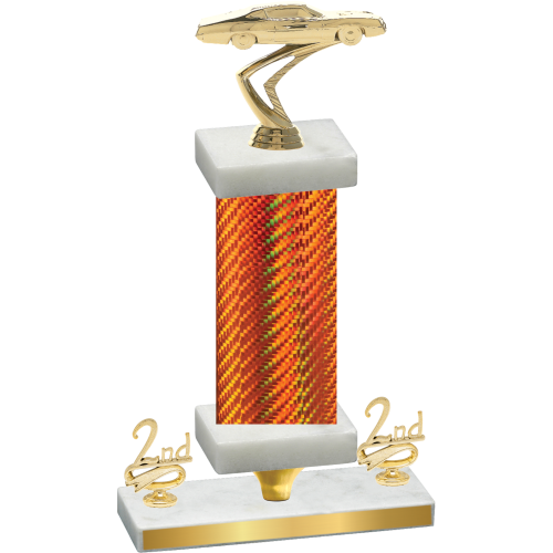 Premium Single Orange Carbon Fiber Second Place Cars Trophy