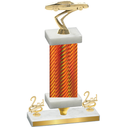 Premium Single Orange Carbon Fiber Second Place Cars Trophy