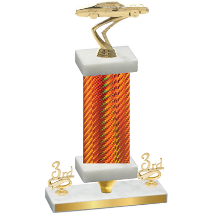 Premium Single Orange Carbon Fiber Third Place Cars Trophy