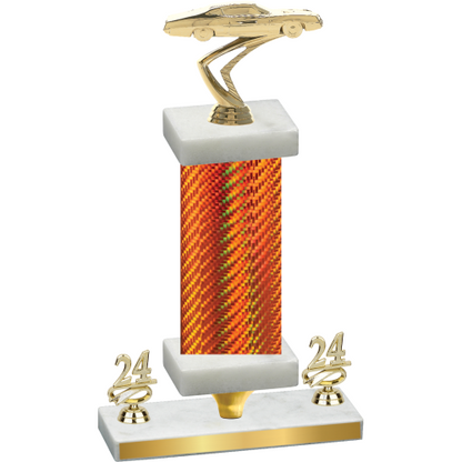 Premium Single Orange Carbon Fiber Year Cars Trophy