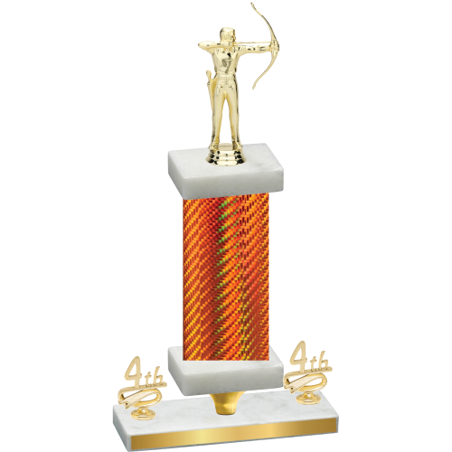 Premium Single Orange Carbon Fiber Fourth Place Archery Trophy