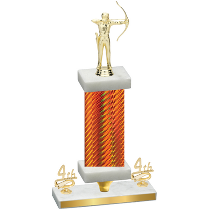 Premium Single Orange Carbon Fiber Fourth Place Archery Trophy