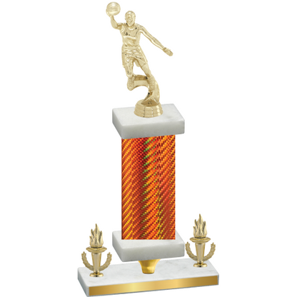Premium Single Orange Carbon Fiber Victory Basketball Trophy