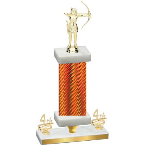 Premium Single Orange Carbon Fiber Fourth Place Archery Trophy