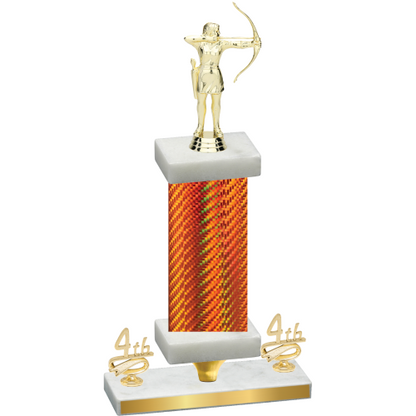 Premium Single Orange Carbon Fiber Fourth Place Archery Trophy