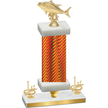 Premium Single Orange Carbon Fiber First Place Fishing Trophy
