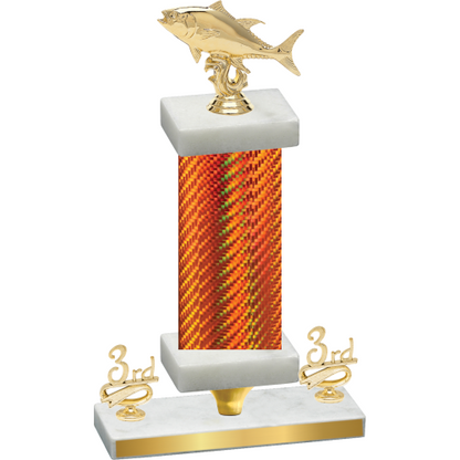 Premium Single Orange Carbon Fiber Third Place Fishing Trophy