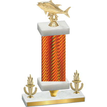 Premium Single Orange Carbon Fiber Victory Fishing Trophy