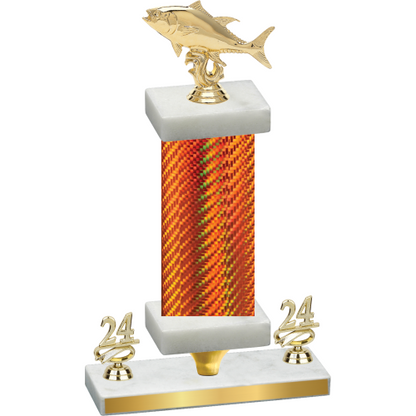 Premium Single Orange Carbon Fiber Year Fishing Trophy