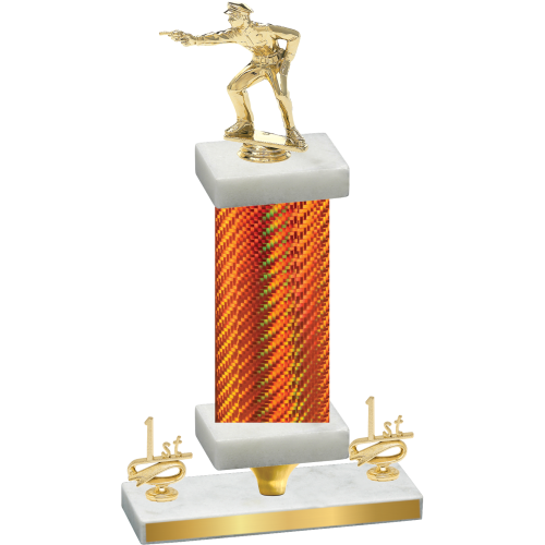 Premium Single Orange Carbon Fiber First Place Shooter Trophy