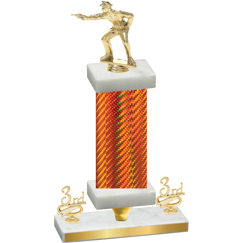 Premium Single Orange Carbon Fiber Third Place Shooter Trophy