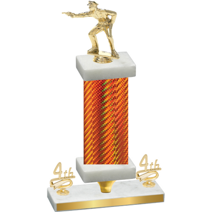 Premium Single Orange Carbon Fiber Fourth Place Shooter Trophy