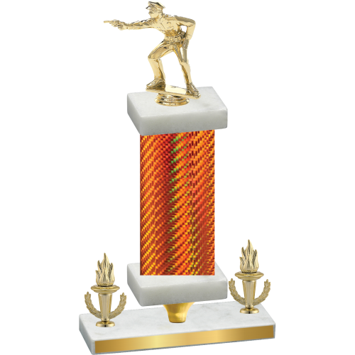 Premium Single Orange Carbon Fiber Victory Shooter Trophy