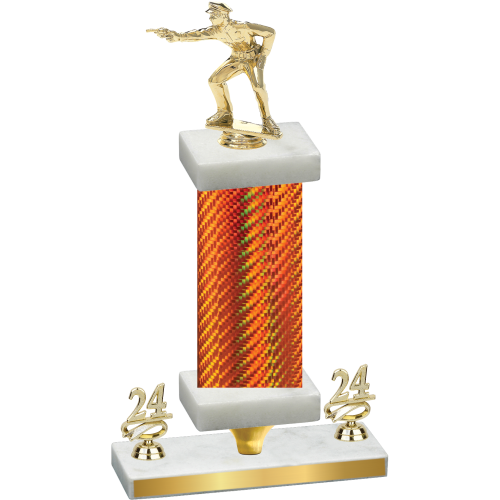 Premium Single Orange Carbon Fiber Year Shooter Trophy