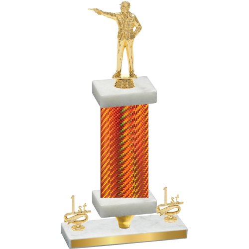 Premium Single Orange Carbon Fiber First Place Shooter Trophy