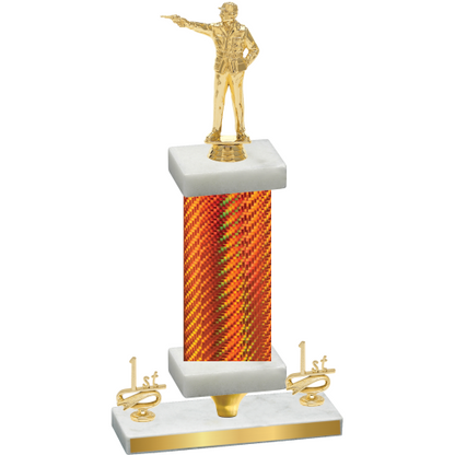 Premium Single Orange Carbon Fiber First Place Shooter Trophy