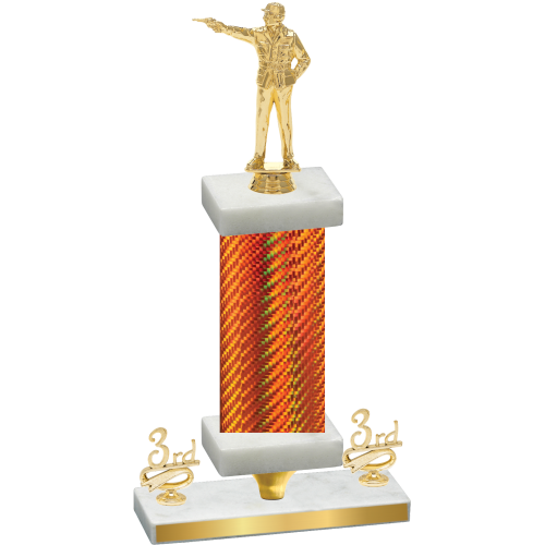 Premium Single Orange Carbon Fiber Third Place Shooter Trophy