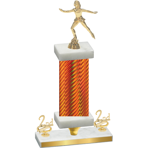 Premium Single Orange Carbon Fiber Second Place Skater Trophy