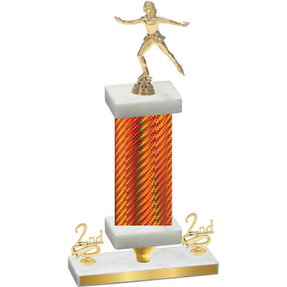 Premium Single Orange Carbon Fiber Second Place Skater Trophy