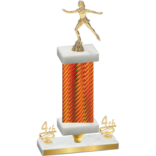 Premium Single Orange Carbon Fiber Fourth Place Skater Trophy