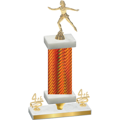Premium Single Orange Carbon Fiber Fourth Place Skater Trophy