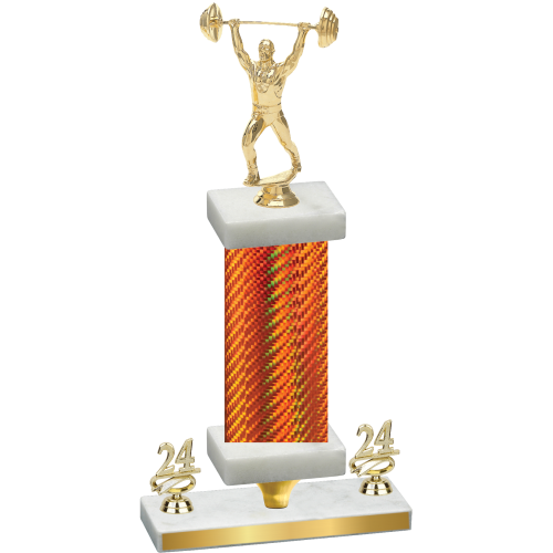 Premium Single Orange Carbon Fiber Year Weights Trophy