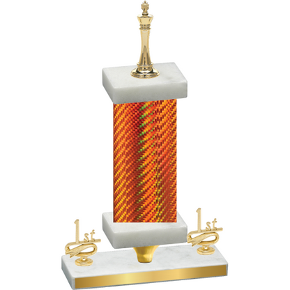 Premium Single Orange Carbon Fiber First Place Chess Trophy
