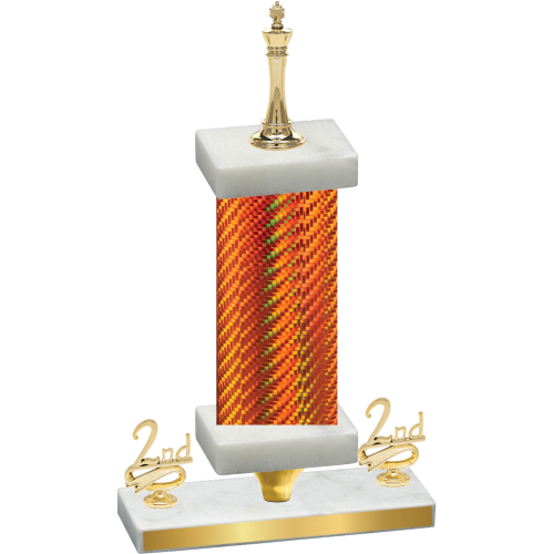 Premium Single Orange Carbon Fiber Second Place Chess Trophy