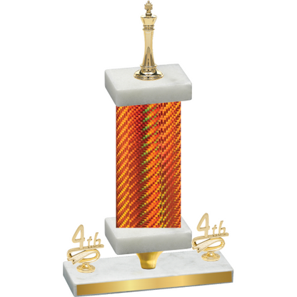 Premium Single Orange Carbon Fiber Fourth Place Chess Trophy