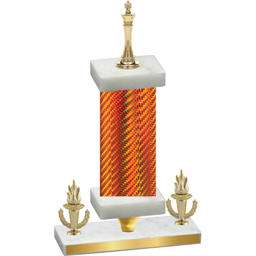 Premium Single Orange Carbon Fiber Victory Chess Trophy