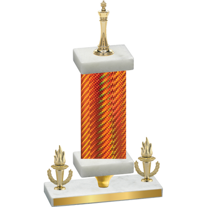 Premium Single Orange Carbon Fiber Victory Chess Trophy