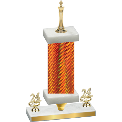 Premium Single Orange Carbon Fiber Year Chess Trophy