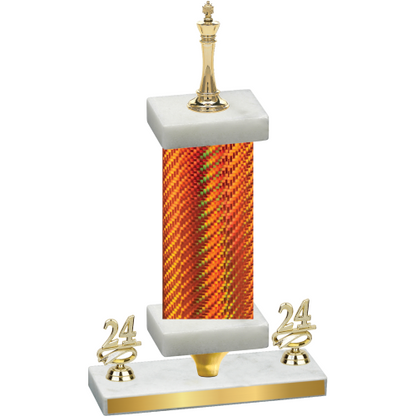 Premium Single Orange Carbon Fiber Year Chess Trophy