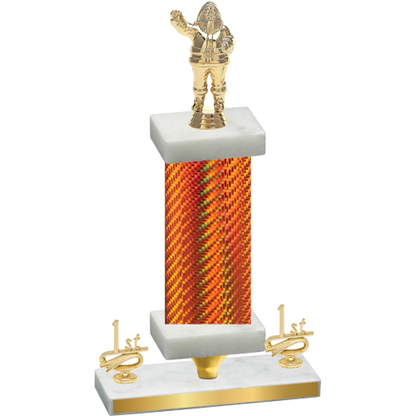 Premium Single Orange Carbon Fiber First Place Holiday Trophy