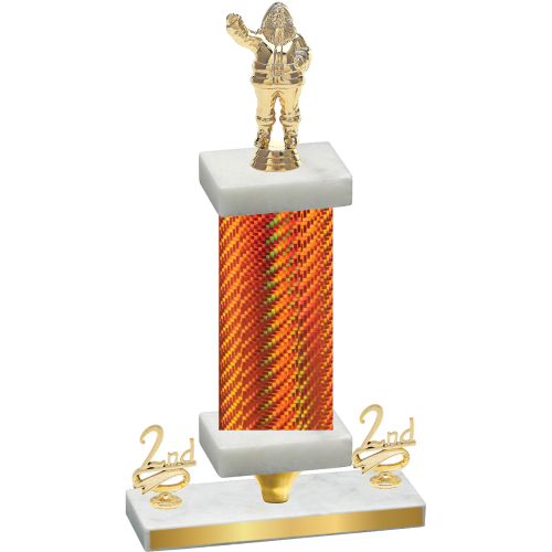 Premium Single Orange Carbon Fiber Second Place Holiday Trophy