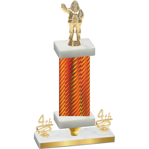 Premium Single Orange Carbon Fiber Fourth Place Holiday Trophy