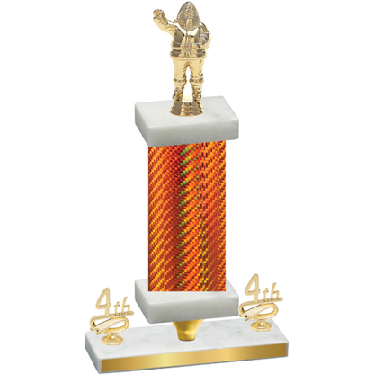 Premium Single Orange Carbon Fiber Fourth Place Holiday Trophy