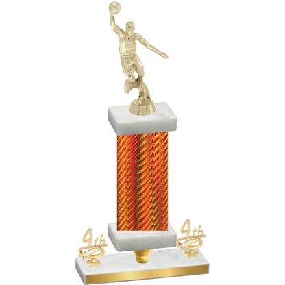 Premium Single Orange Carbon Fiber Fourth Place Basketball Trophy