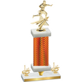 Premium Single Orange Carbon Fiber First Place Flag Football Trophy