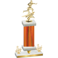 Premium Single Orange Carbon Fiber Third Place Flag Football Trophy